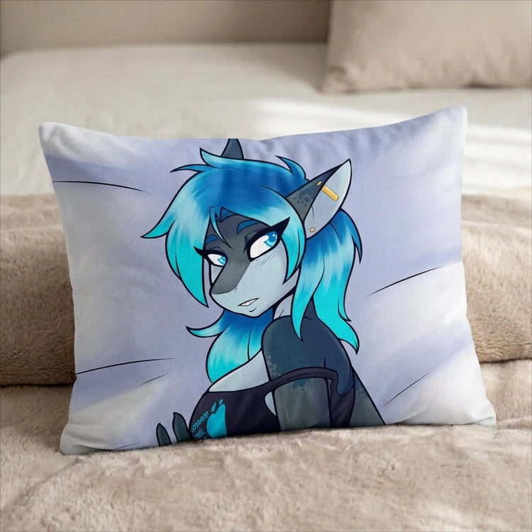 Erika the Shark Female Head Pillow Cover back US standard pillow mockup