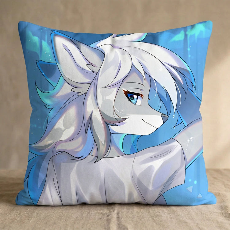 Esverty the Silver Fox Female Head Pillow Cover back square pillow mockup