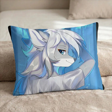 Esverty the Silver Fox Female Head Pillow Cover back US standard pillow mockup