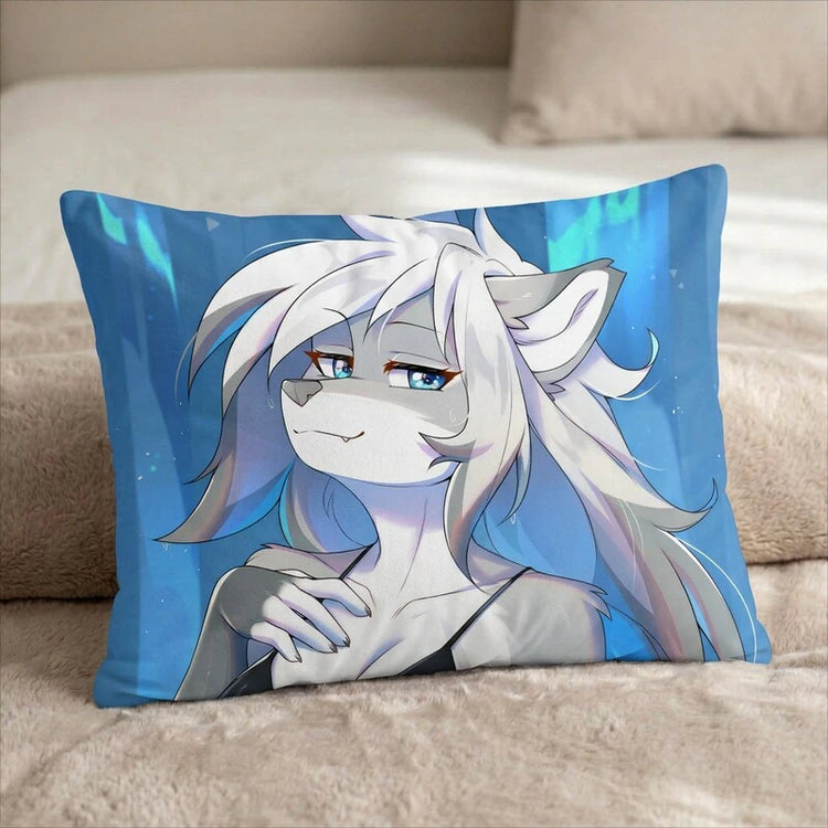 Esverty the Silver Fox Female Head Pillow Cover front US standard pillow mockup
