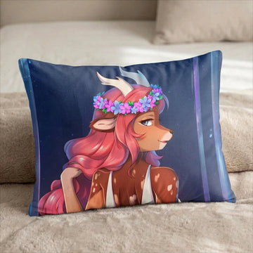 Fawn Deer Girl Female Head Pillow Cover back US standard pillow mockup
