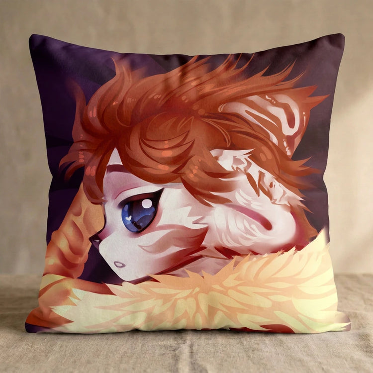 Fillona the Cat Male Head Pillow Cover back square pillow mockup