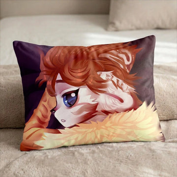 Fillona the Cat Male Head Pillow Cover back US standard pillow mockup