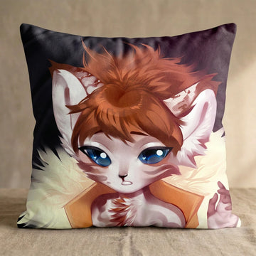 Fillona the Cat Male Head Pillow Cover front square pillow mockup