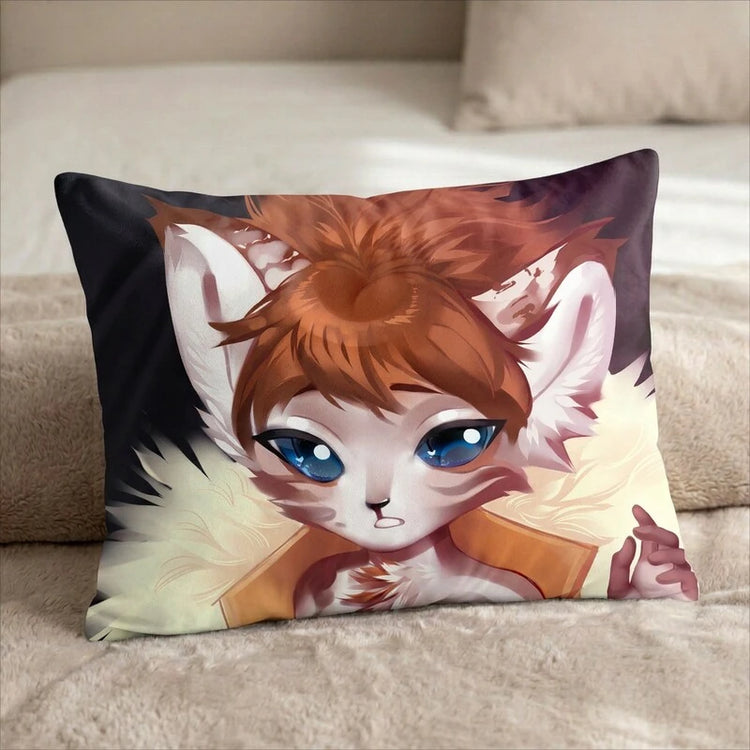 Fillona the Cat Male Head Pillow Cover front US standard pillow mockup