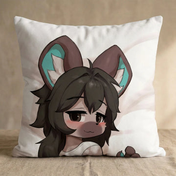 Finn the Hyena Male Head Pillow Cover back square pillow mockup