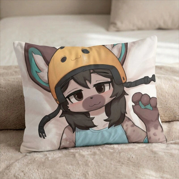 Finn the Hyena Male Head Pillow Cover front US standard pillow mockup
