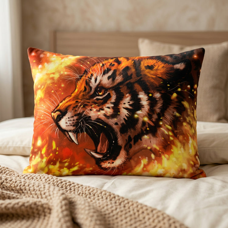 Tiger Furry Art Bed Pillow Cover
