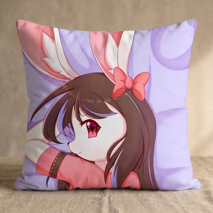 Fridolie the Bunny Female Head Pillow Cover back square pillow mockup