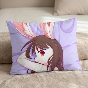Fridolie the Bunny Female Head Pillow Cover back US standard pillow mockup