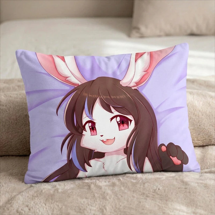 Fridolie the Bunny Female Head Pillow Cover front US standard pillow mockup