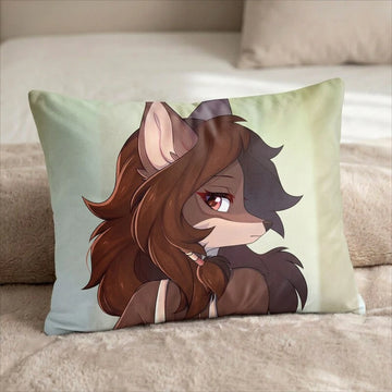 Fyra the Fox Female Head Pillow Cover back US standard pillow mockup