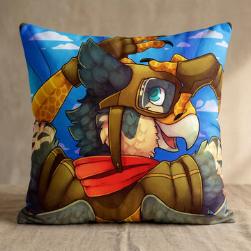Godwing the Phoenix Female Head Pillow Cover back square pillow mockup