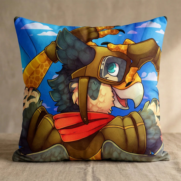 Godwing the Phoenix Female Head Pillow Cover back square pillow mockup