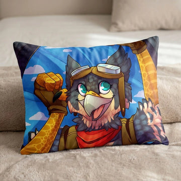 Godwing the Phoenix Female Head Pillow Cover front US standard pillow mockup