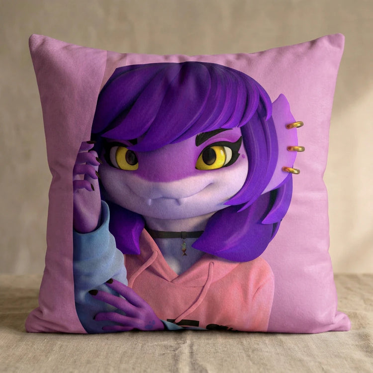 Hailina the Shark Female Head Pillow Cover back square pillow mockup