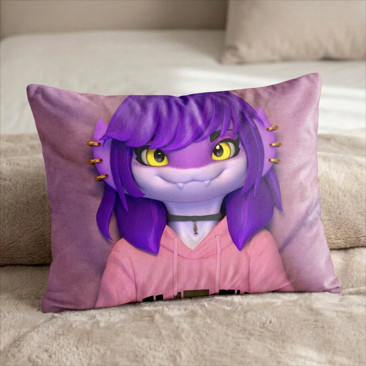 Hailina the Shark Female Head Pillow Cover front US standard pillow mockup