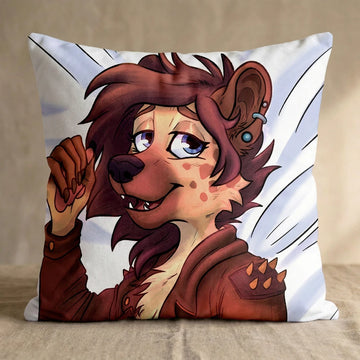 Hyena Female Head Pillow Cover front square pillow mockup