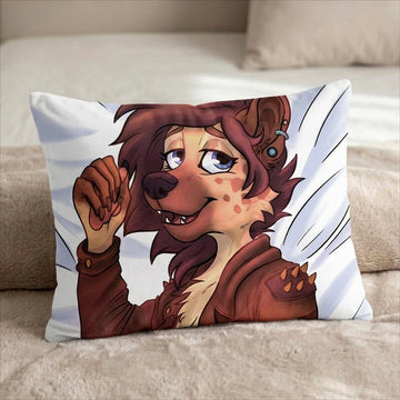 Hyena Female Head Pillow Cover front US standard pillow mockup