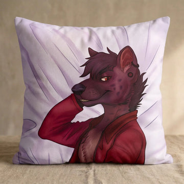 Hyena Male Head Pillow Cover back square pillow mockup