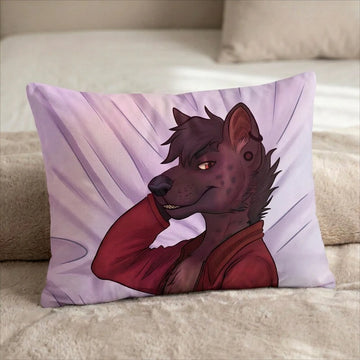 Hyena Male Head Pillow Cover back US standard pillow mockup
