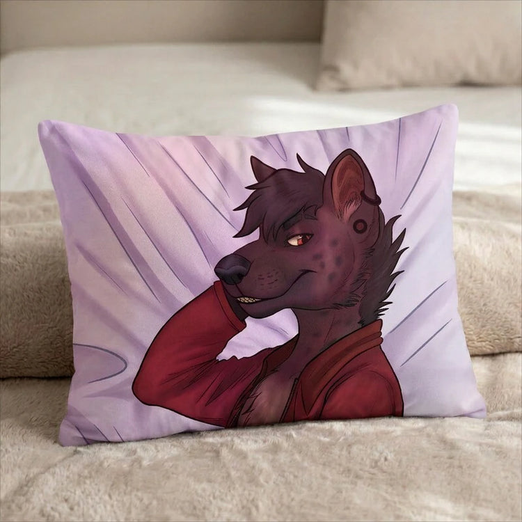 Hyena Male Head Pillow Cover back US standard pillow mockup