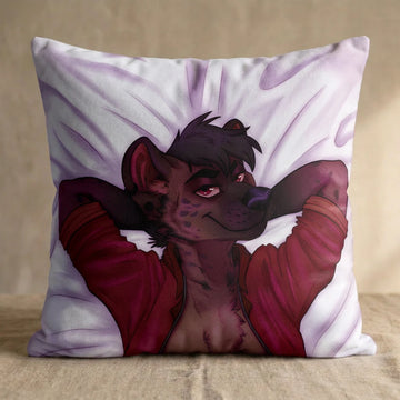Hyena Male Head Pillow Cover front square pillow mockup