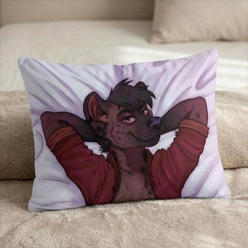 Hyena Male Head Pillow Cover front US standard pillow mockup