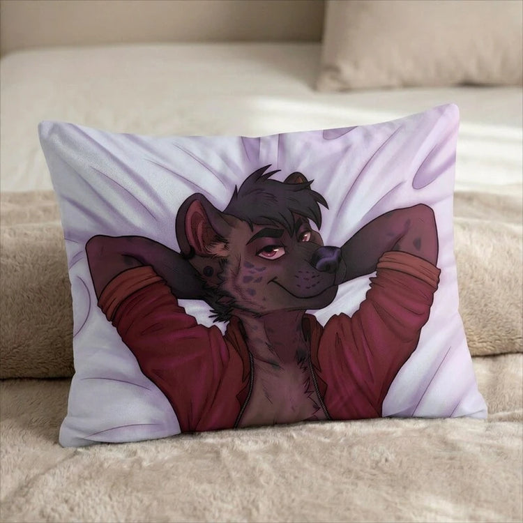 Hyena Male Head Pillow Cover front US standard pillow mockup