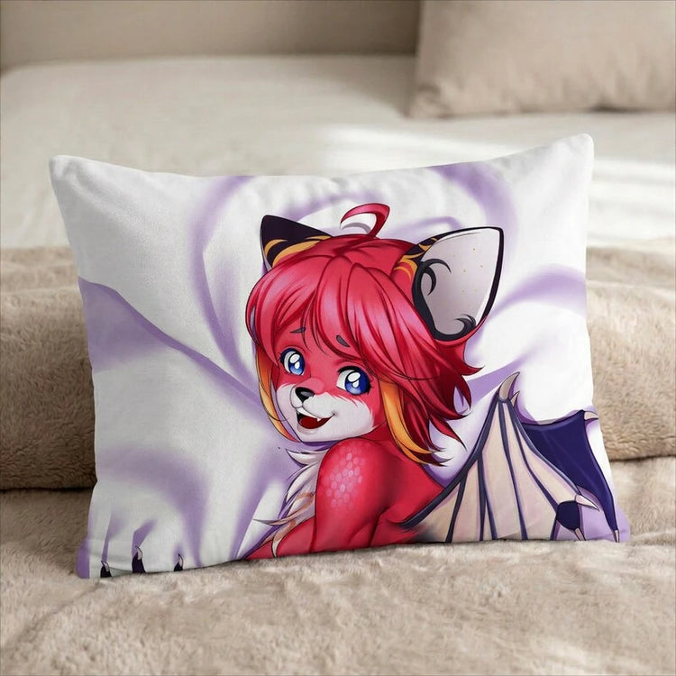 Iberika the Fox Female Head Pillow Cover back US standard pillow mockup