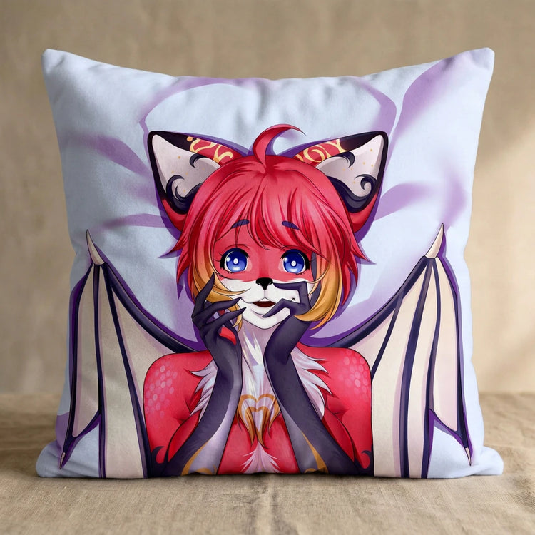 Iberika the Fox Female Head Pillow Cover front square pillow mockup