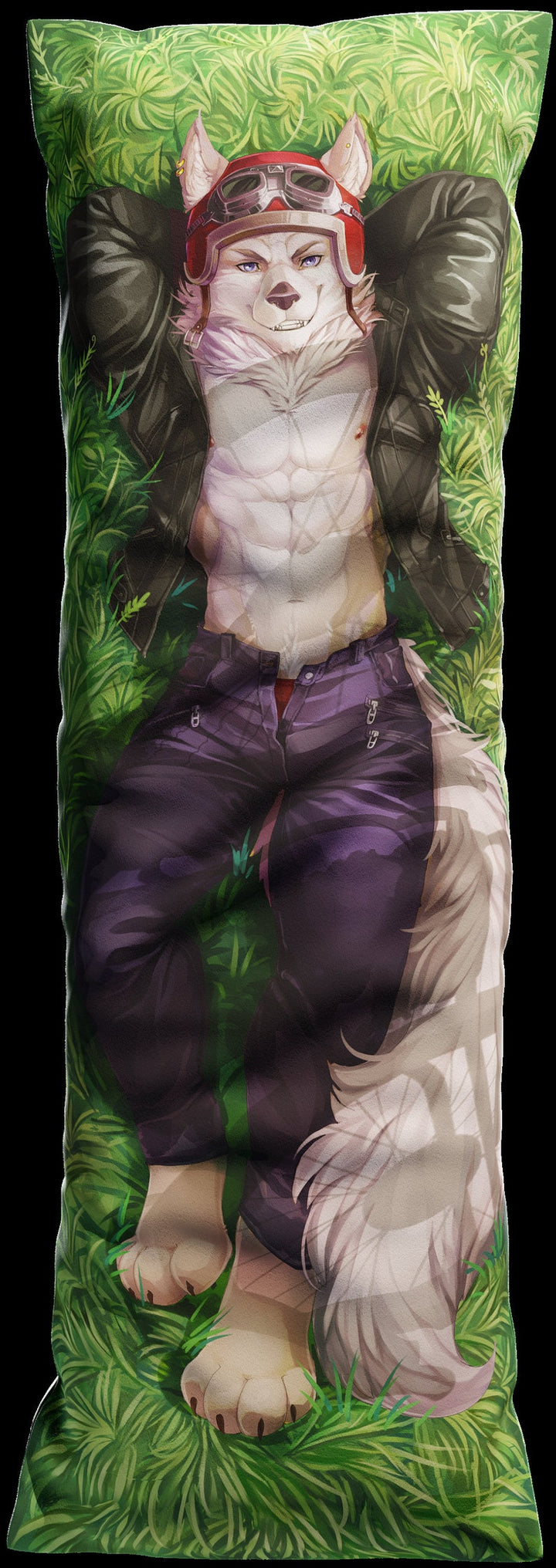 Daki Bernard - Art by Saint cocoa - the Biker Wolf Dakimakura Furry Body Pillow Cover