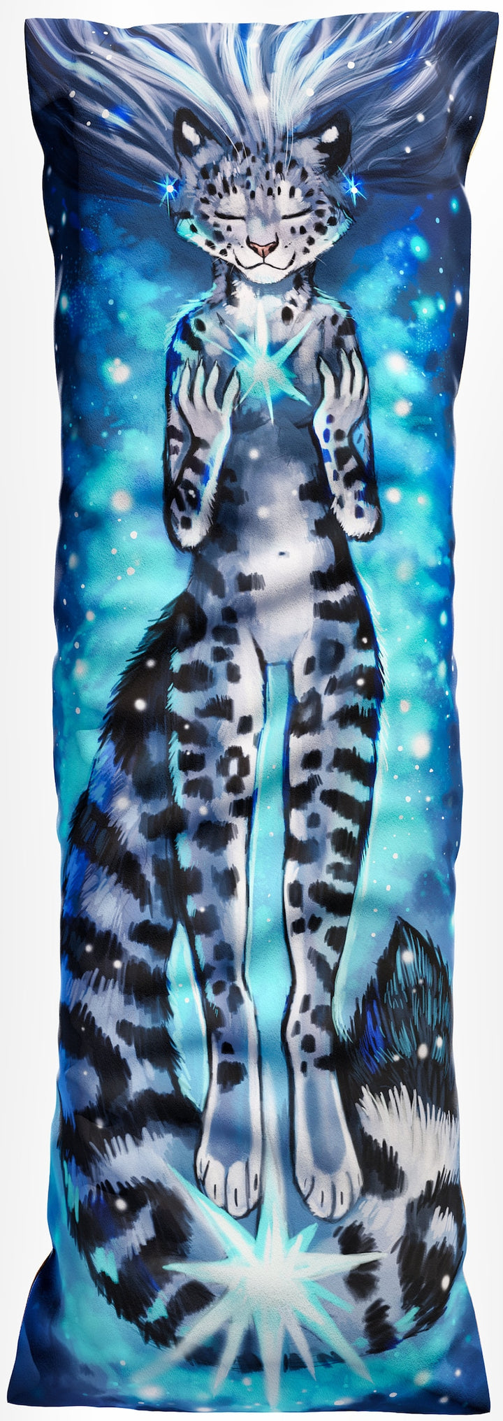Daki Equinix - Art by Flash_lioness - The Snow leopard sun and stars Dakimakura Furry Body Pillow Cover