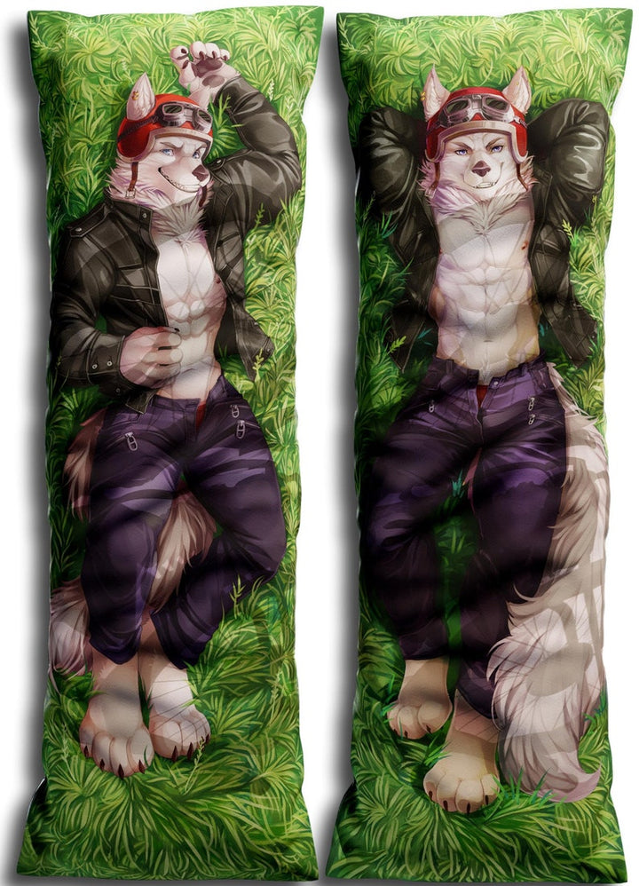 Daki Bernard - Art by Saint cocoa - the Biker Wolf Dakimakura Furry Body Pillow Cover