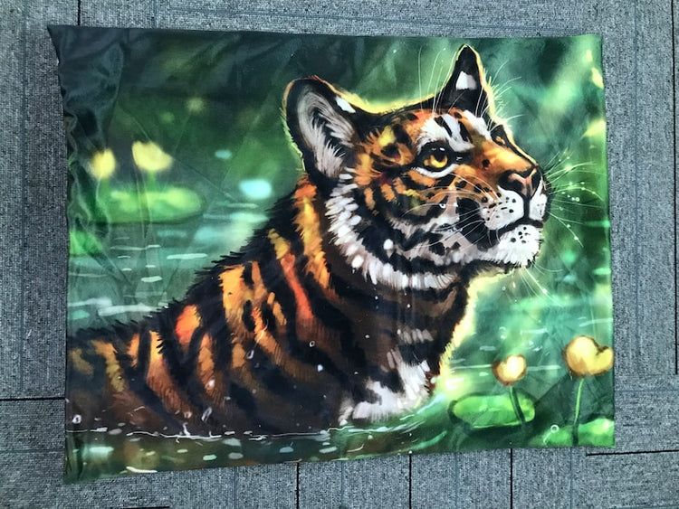 Tiger Furry Art Bed Pillow Cover by Flash_lioness