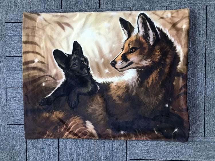 Fox Furry Art Bed Pillow Cover