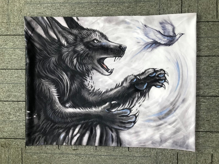 Wolf Printed US Standard Furry Pillow Cover for Bed, Sofa Pillow Cover, Decorative Pillow, Zipper Pillow Cover, Animal Throw Pillow