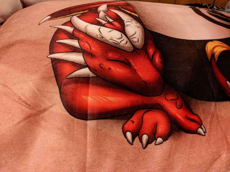 Dragon Furry Art Bed Pillow Cover by Saint cocoa