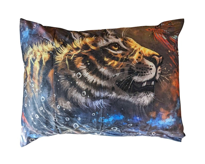 Tiger Printed US Standard Furry Pillow Cover for Bed, Soft Pillow Cover, Accent Pillow, Jungle Room Decor, Safari Decor, Zoo Nursery Decor