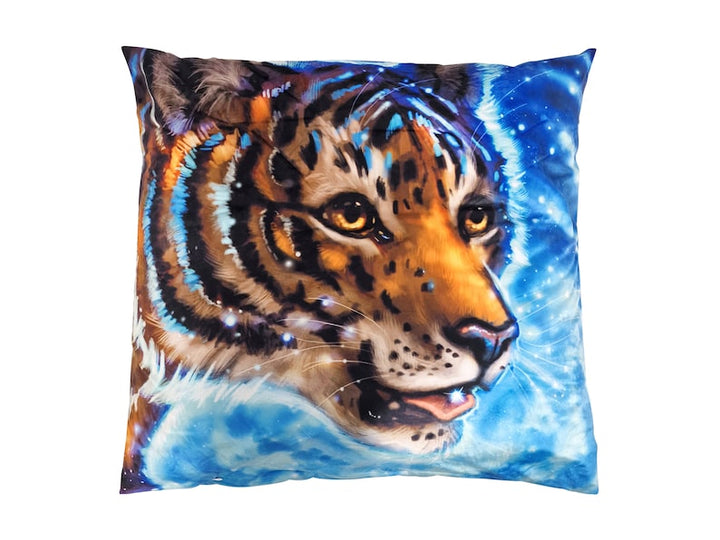 Tiger Printed US Standard Furry Pillow Cover for Bed, Animal Throw Pillow, Safari Nursery Decor, Jungle Nursery Decor, blue galaxy Pillow,