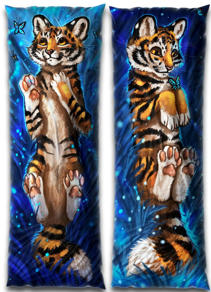 Daki - Art by Flash_lioness - Theoti the Orage and black Tiger cub feral Dakimakura hugging cuddling soft feel Furry Body Pillow Cover