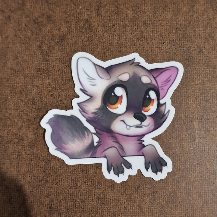 Cute Furry raccoon Durable transparent 3 Inch Vinyl Sticker, Kawaii Sticker, animal Sticker, Fun Stickers, Laptop Sticker, Tablet Sticker