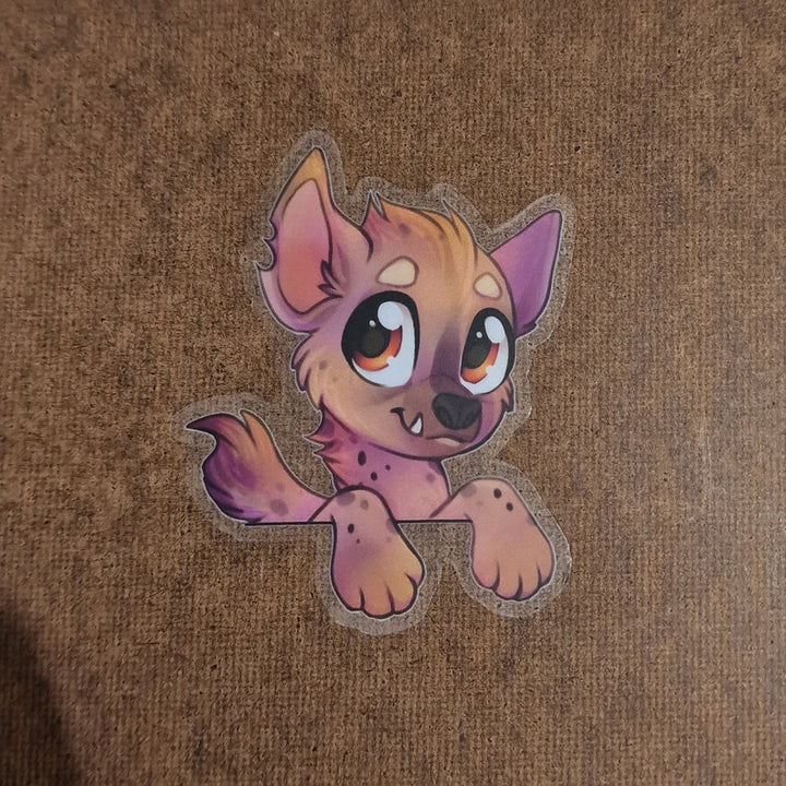 Cute Hyena Durable transparent 3 In. Vinyl Sticker, Kawaii Sticker, animal Sticker, Laptop Sticker, Tablet Sticker, paw sticker