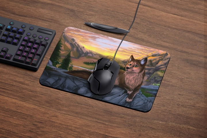 Furry Wolf Rectangle Mouse Pad with Size Options