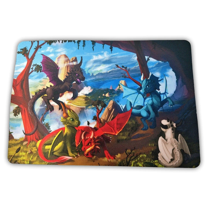 Furry Dragons At The Waterfall Rectangle Mouse Pad with Size Options
