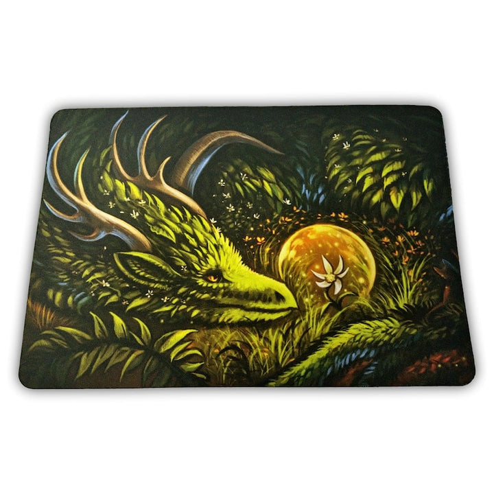 Furry Green Dragon Rectangle Mouse Pad with Size Options