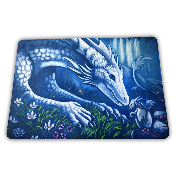 Furry White Dragon Rectangle Mouse Pad with Size Options