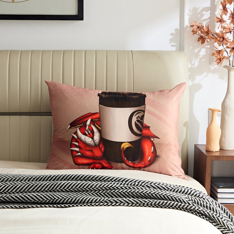 Dragon Furry Art Bed Pillow Cover by Saint cocoa