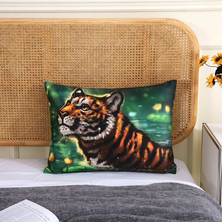 Tiger Furry Art Bed Pillow Cover by Flash_lioness