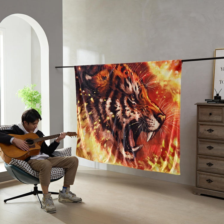 Tiger Furry Art Bed Pillow Cover